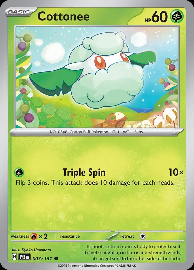 Cottonee - 007/131 - Prismatic Evolutions - Common Normal - NM/M