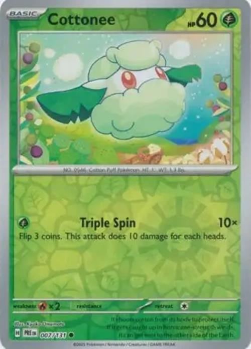 Cottonee - 007/131 - Prismatic Evolutions - Common Reverse Holo - NM/M