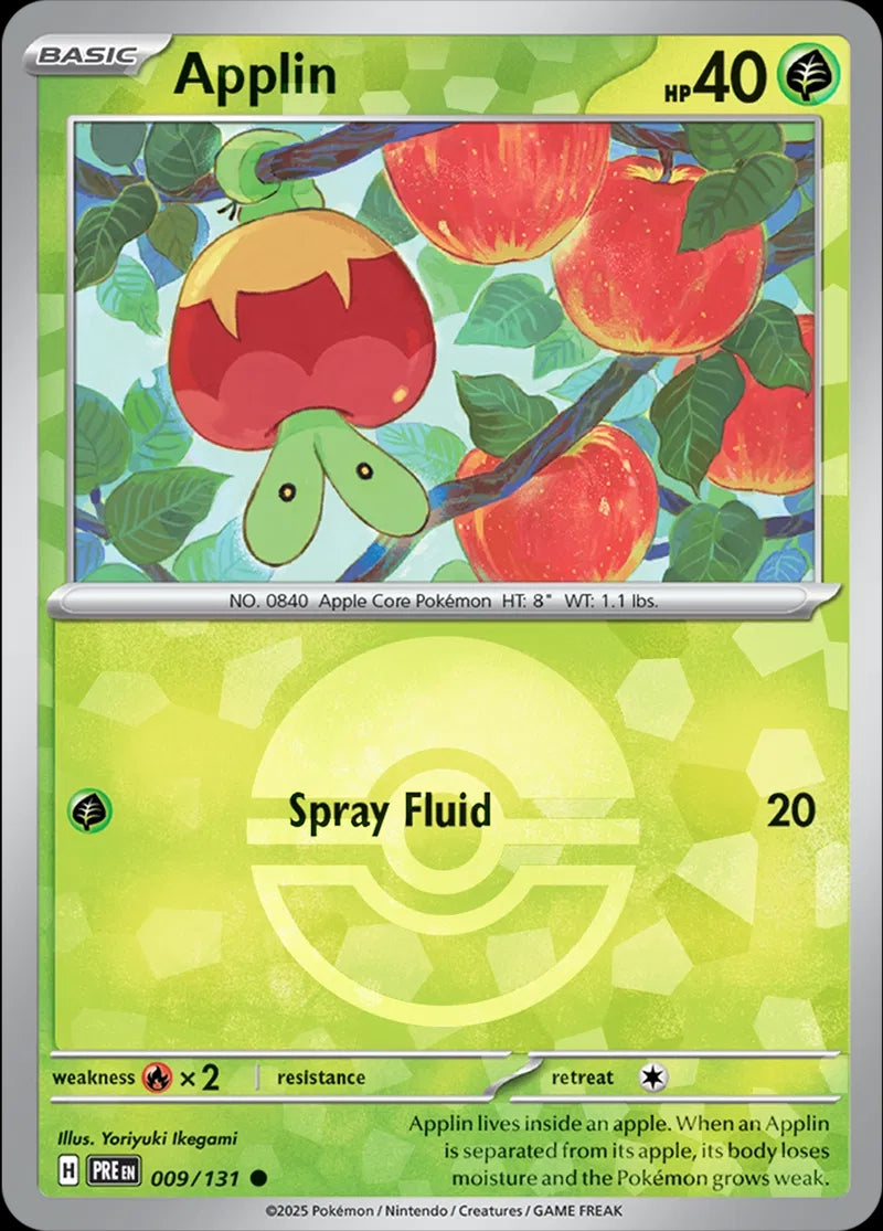 Applin - 009/131 - Prismatic Evolutions - Common Poke Ball Holo - NM/M