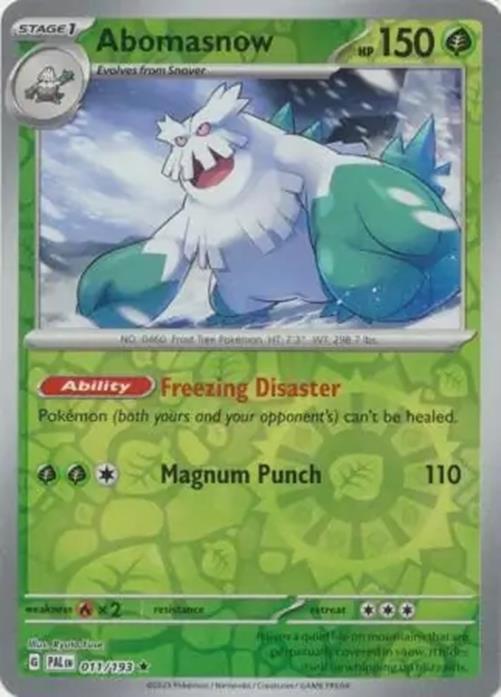 Abomasnow - 011/193 - Paldea Evolved - Reverse Holo Rare - NM/M