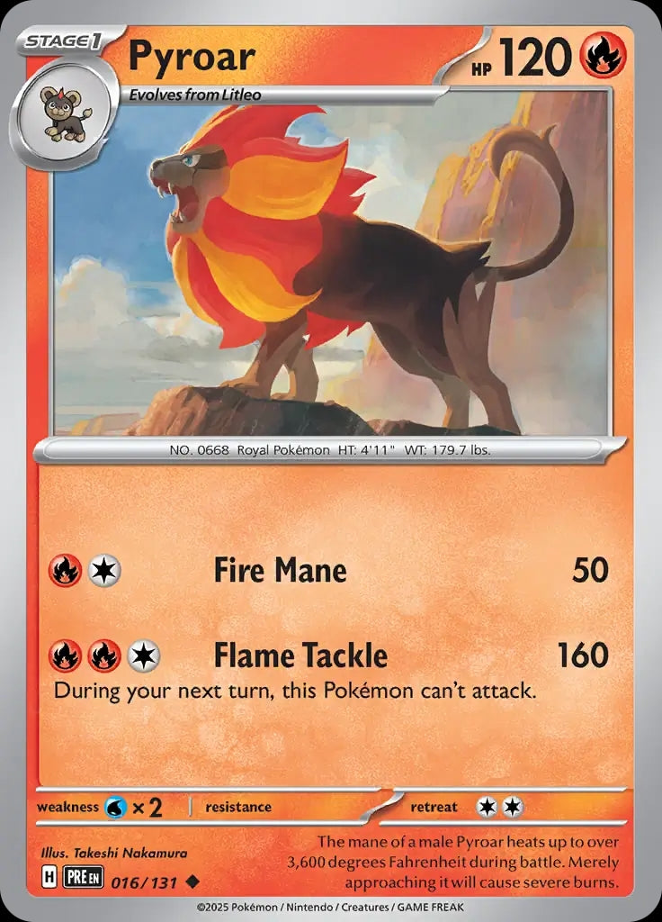 Pyroar - 016/131 - Prismatic Evolutions - Uncommon Normal - NM/M