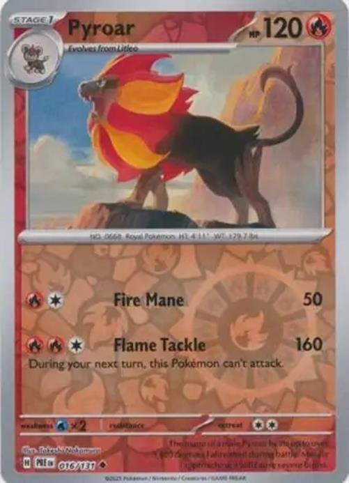 Pyroar - 016/131 - Prismatic Evolutions - Uncommon Reverse Holo - NM/M