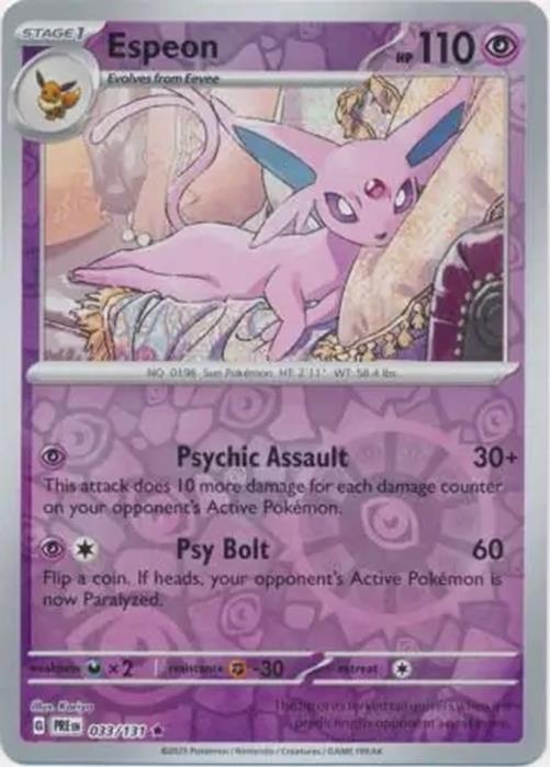 Espeon - 033/131 - Prismatic Evolutions - Rare Reverse Holo - NM/M