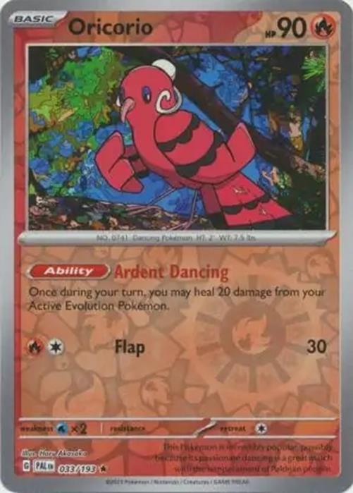 Oricorio - 033/193 - Paldea Evolved - Reverse Holo Rare - NM/M