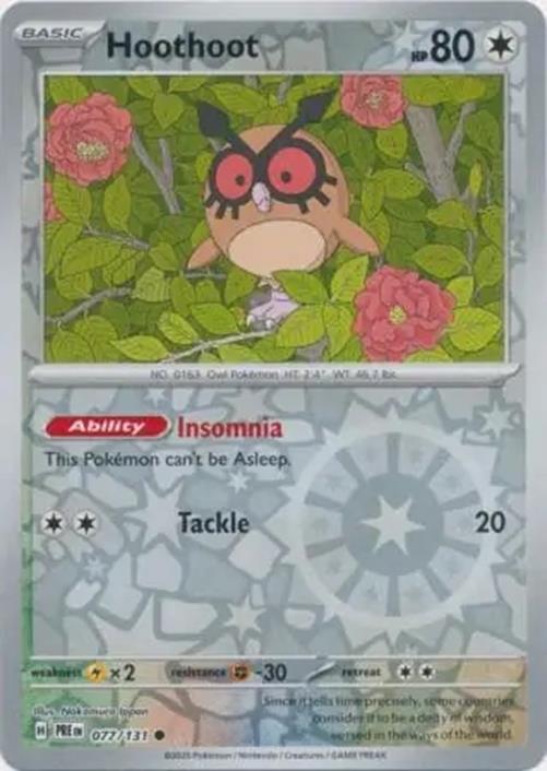 Hoothoot - 077/131 - Prismatic Evolutions - Common Reverse Holo - NM/M