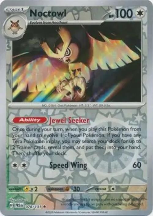 Noctowl - 078/131 - Prismatic Evolutions - Rare Reverse Holo - NM/M