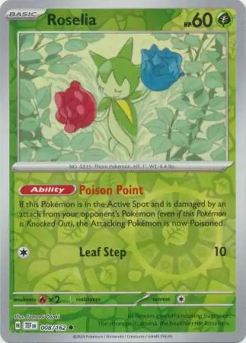 Roselia - 008/162 - Reverse Holo Common - Temporal Forces - Pokemon - NM/M