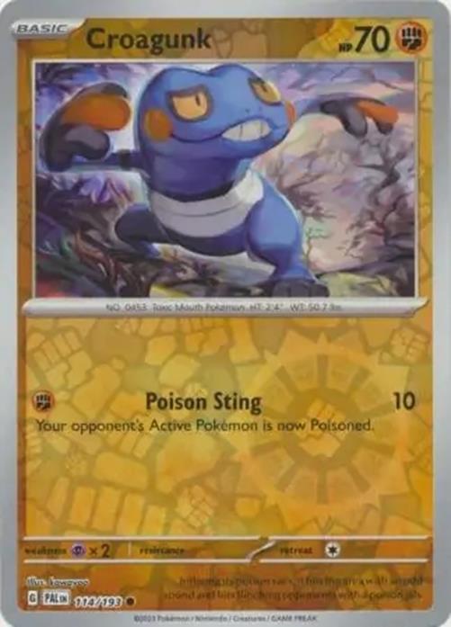 Croagunk - 114/193 - Paldea Evolved - Reverse Holo Common - NM/M