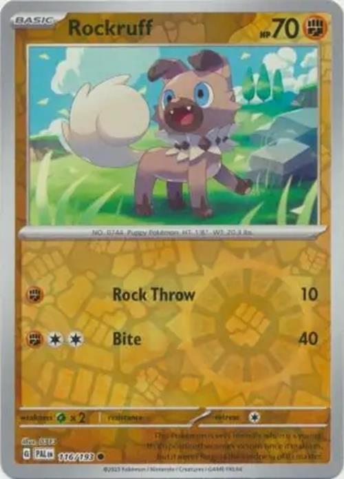 Rockruff - 116/193 - Paldea Evolved - Reverse Holo Common - NM/M