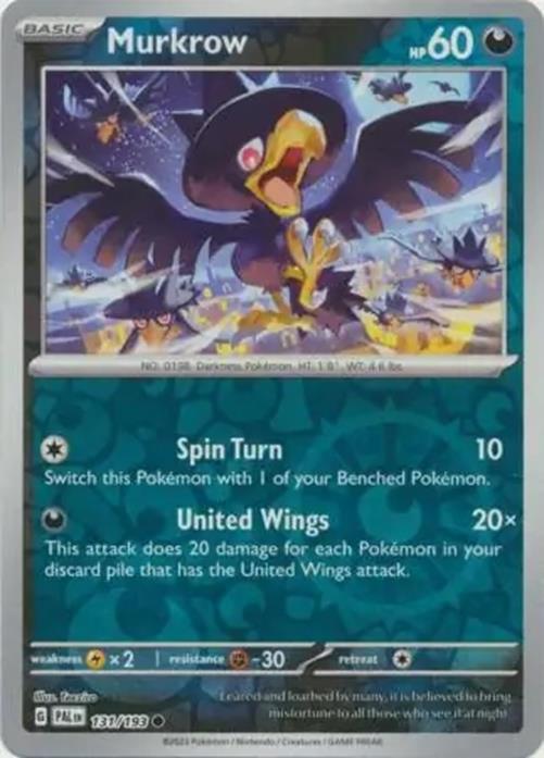 Murkrow - 131/193 - Paldea Evolved - Reverse Holo Common - NM/M