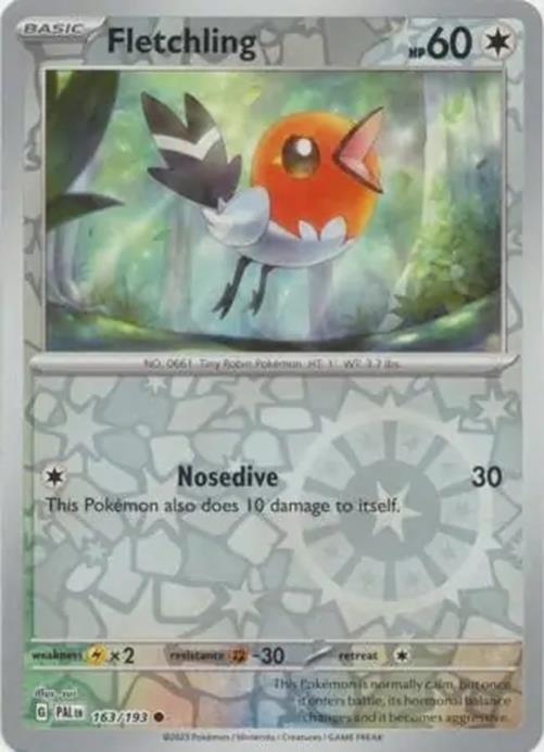 Fletchling - 163/193 - Paldea Evolved - Reverse Holo Common - NM/M