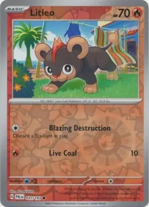 Litleo - 031/193 - Paldea Evolved - Reverse Holo Common - NM/M