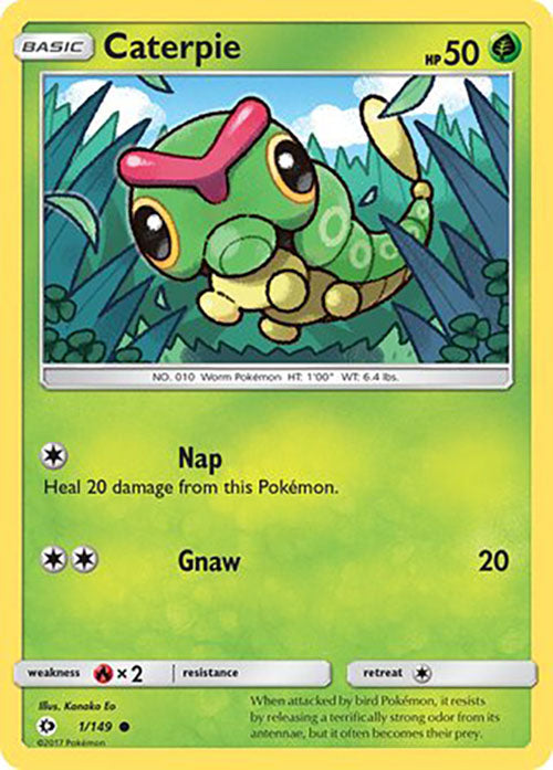 Caterpie - 1/149 - Common - Sun & Moon Base - Pokemon - LP+