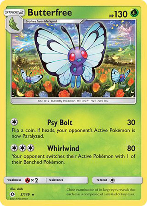 Butterfree - 3/149 - Rare - Sun & Moon Base - Pokemon - LP+