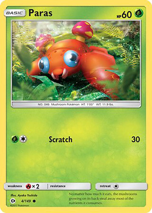 Paras - 004/149 - Common - Sun & Moon Base - Pokemon - LP+