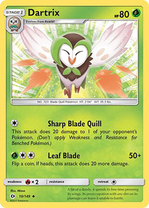 Dartrix - 10/149 - Uncommon - Sun & Moon Base - Pokemon - LP+