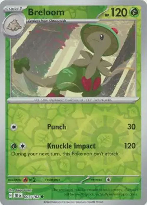 Breloom - 007/162 - Reverse Holo Common - Temporal Forces - Pokemon - NM/M