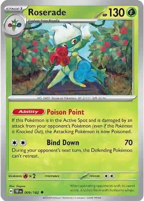 Roserade - 009/162 - Uncommon - Temporal Forces - Pokemon - NM/M