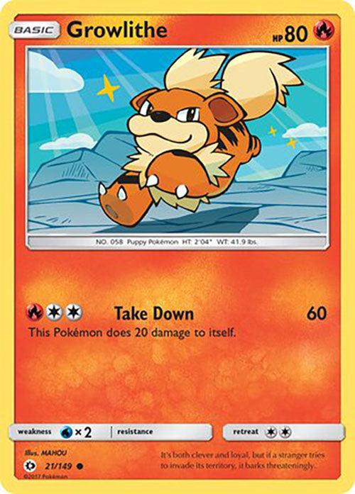 Growlithe - 21/149 - Common - Sun & Moon Base - Pokemon - LP+