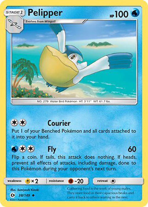 Pelipper - 38/149 - Uncommon - Sun & Moon Base - Pokemon - LP+