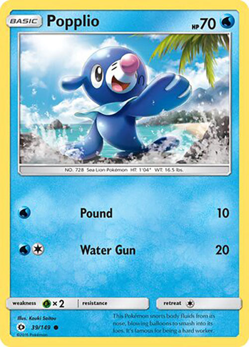 Popplio - 39/149 - Common - Sun & Moon Base - Pokemon - LP+