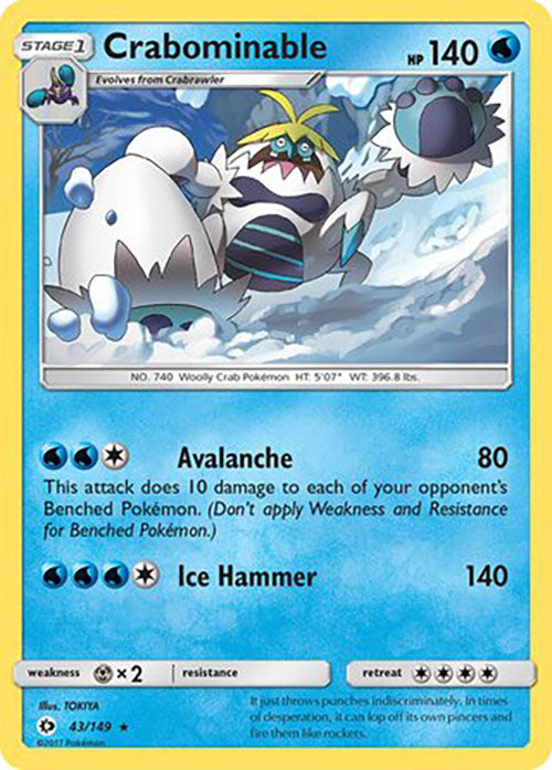 Crabominable - 43/149 - Rare - Sun & Moon Base - Pokemon - LP+