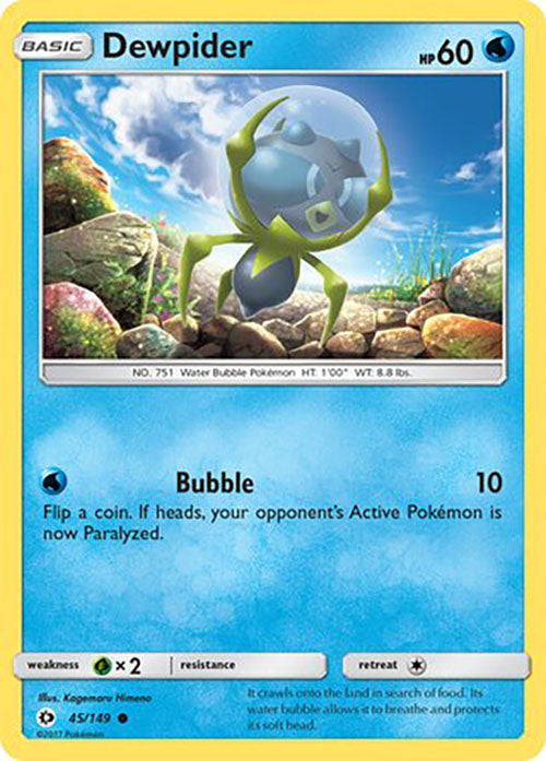 Dewpider - 45/149 - Common - Sun & Moon Base - Pokemon - LP+