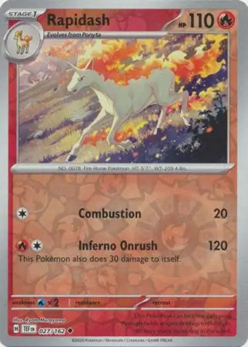 Rapidash - 027/162 - Reverse Holo Uncommon - Temporal Forces - Pokemon - NM/M