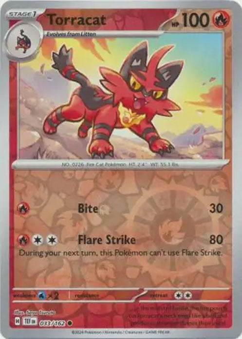 Torracat - 033/162 - Reverse Holo Common - Temporal Forces - Pokemon - NM/M