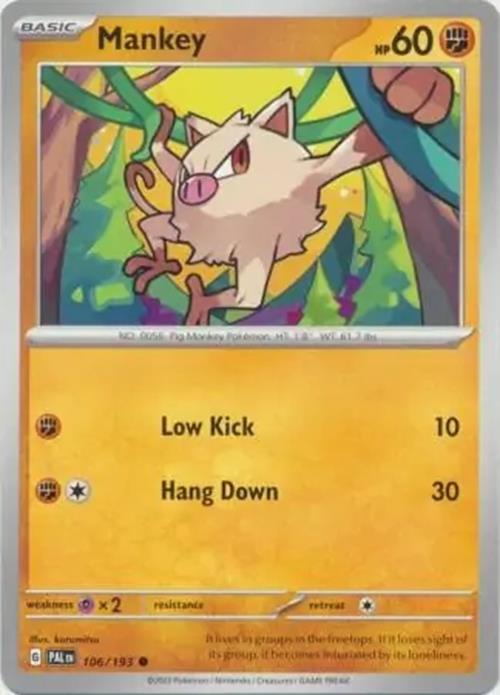 Mankey - 106/193 - Paldea Evolved - Common - NM/M