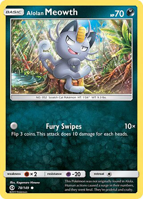 Alolan Meowth - 78/149 - Common - Sun & Moon Base - Pokemon - LP+