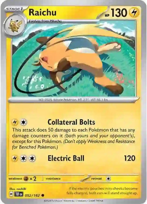 Raichu - 052/162 - Common - Temporal Forces - Pokemon - NM/M