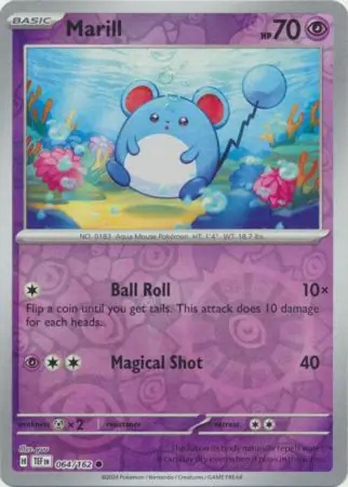 Marill - 064/162 - Reverse Holo Common - Temporal Forces - Pokemon - NM/M