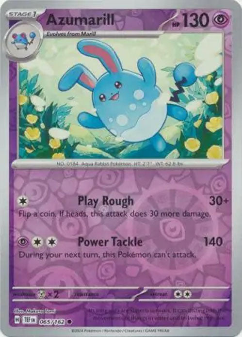 Azumarill - 065/162 - Reverse Holo Common - Temporal Forces - Pokemon - NM/M