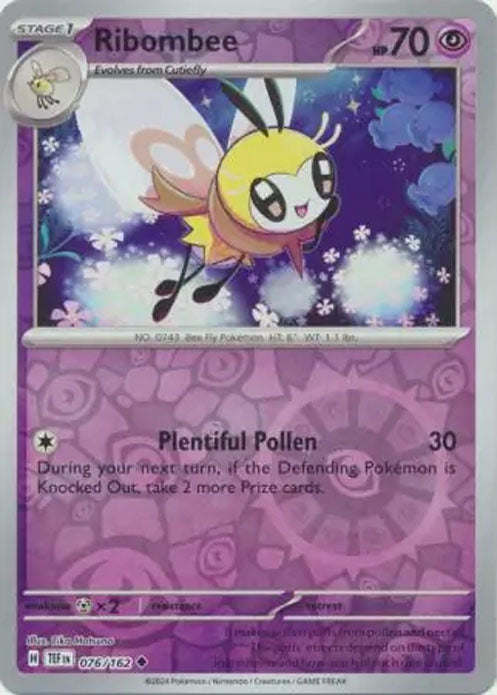 Ribombee - 076/162 - Reverse Holo Uncommon - Temporal Forces - Pokemon - NM/M