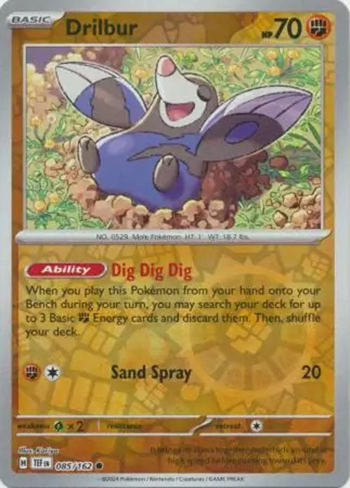 Drilbur - 085/162 - Reverse Holo Common - Temporal Forces - Pokemon - NM/M