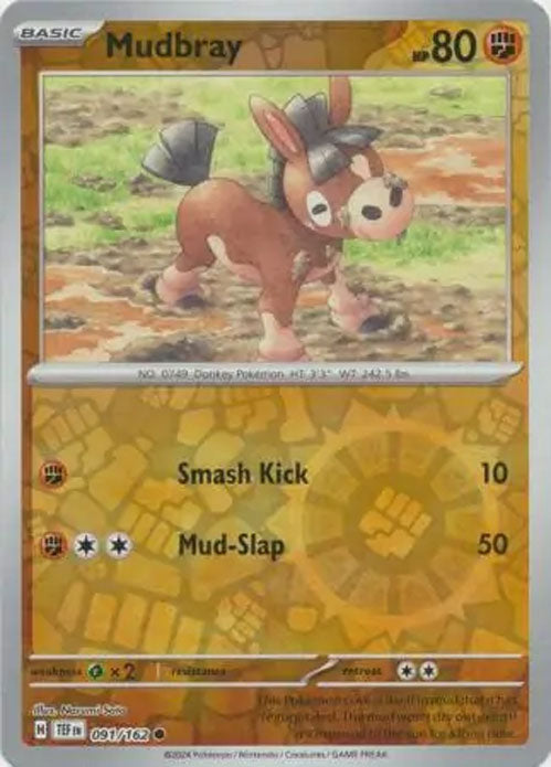 Mudbray - 091/162 - Reverse Holo Common - Temporal Forces - Pokemon - NM/M