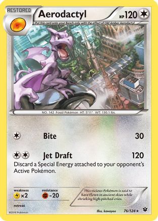 Aerodactyl 076/124/124 - Reverse Holofoil XY  Fates Collide - Rare