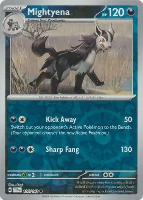 Mightyena - 106/162 - Reverse Holo Common - Temporal Forces - Pokemon - NM/M