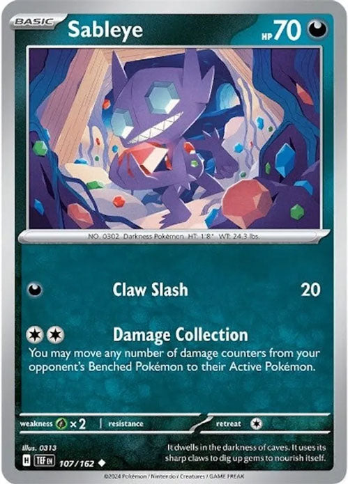 Sableye - 107/162 - Uncommon - Temporal Forces - Pokemon - NM/M