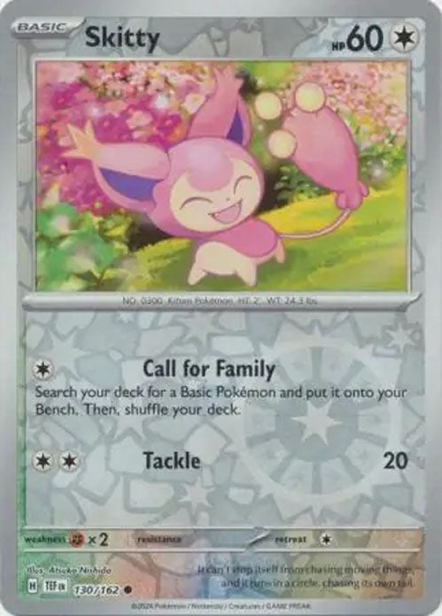 Skitty - 130/162 - Reverse Holo Common - Temporal Forces - Pokemon - NM/M