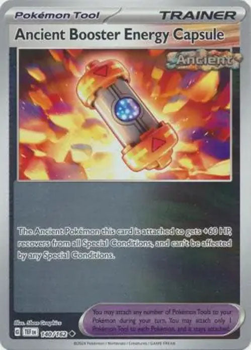 Ancient Booster Energy Capsule - 140/162 - Rev Holo Trainer Temporal Forces NM/M