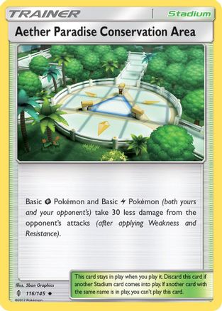 Aether Paradise Conservation Area 116/145/145 - Reverse Holofoil SM  Guardians Rising - Uncommon