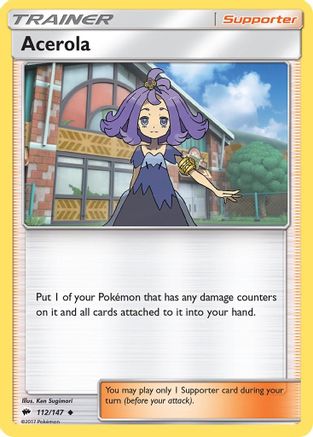 Acerola 112/147/147 - Reverse Holofoil SM  Burning Shadows - Uncommon