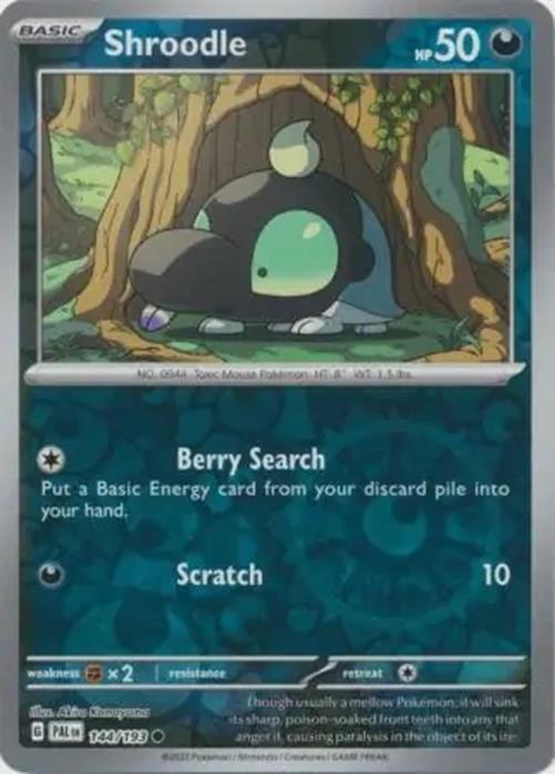 Shroodle - 144/193 - Paldea Evolved - Reverse Holo Common - NM/M