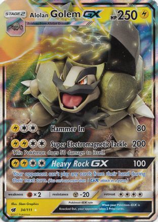 Alolan Golem GX 034/111/111 - Holofoil SM  Crimson Invasion - Ultra Rare