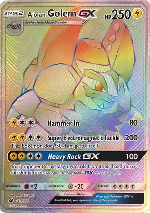 Alolan Golem GX (Secret) 113/111 - Holofoil SM  Crimson Invasion - Secret Rare