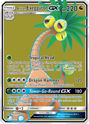 Alolan Exeggutor GX (Full Art) 107/111/111 - Holofoil SM  Crimson Invasion - Ultra Rare