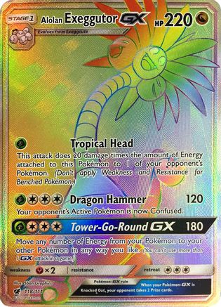 Alolan Exeggutor GX (Secret) 118/111/111 - Holofoil SM  Crimson Invasion - Secret Rare