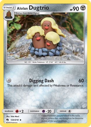 Alolan Dugtrio 123/214/214 - Reverse Holofoil SM  Lost Thunder - Uncommon